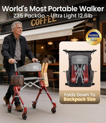 Ultra Lightweight Foldable Rollator for Adults – Z35 Walkers with Dual X-Design Supports 300 lbs Includes Carry Bag