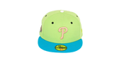 New Era 59Fifty Philadelphia Phillies 2008 World Series "Stone Age Pack" Fitted Hat - Lime Green