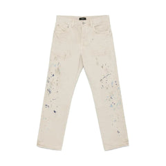 Purple Double Paint Embroidery Pelican Denim - Khaki