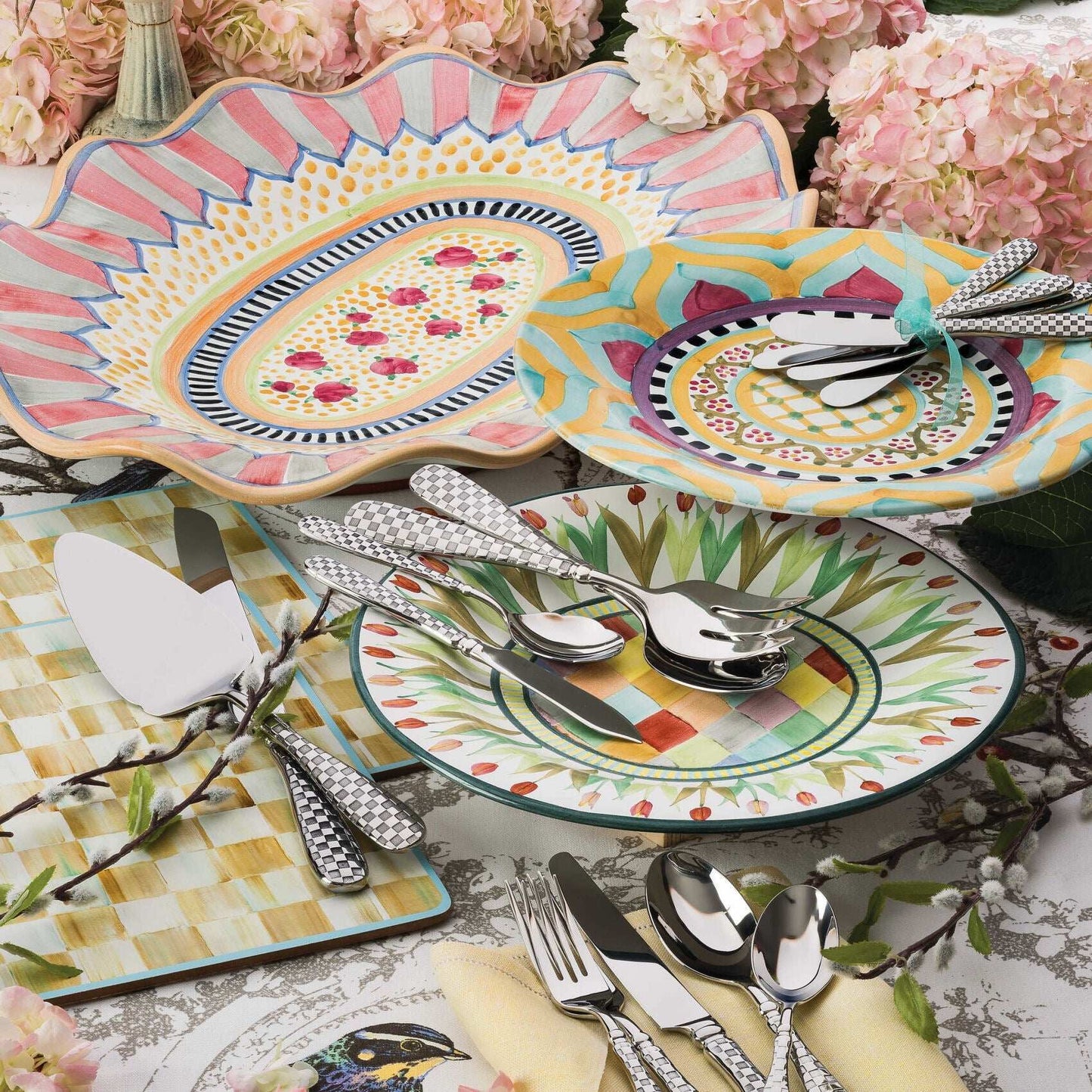 MacKenzie-Childs Check Cake Serving Set