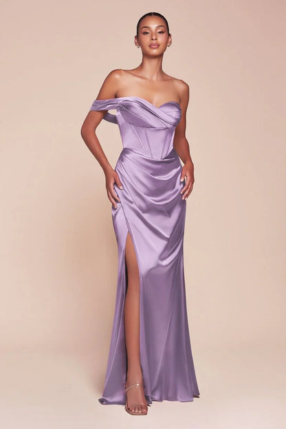 AUDRA GOWN - ONE SHOULDER LUXE SATIN CORSET DRESS