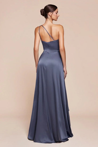 MIRANDA GOWN - ONE SHOULDER SOFT SATIN A-LINE DRESS