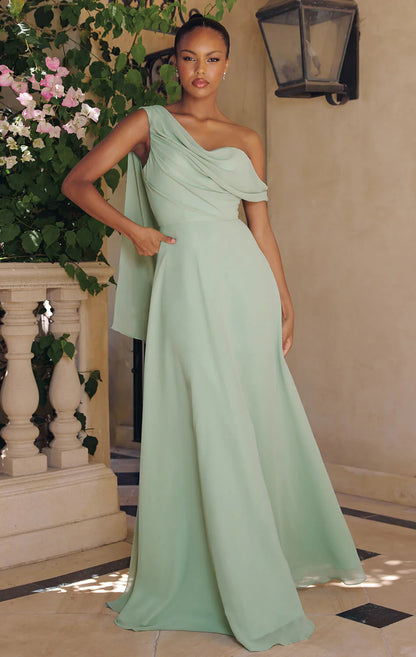 VENUS GOWN - ONE SHOULDER CHIFFON DRESS