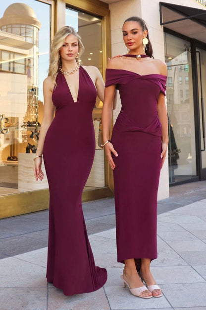 Kara Maxi - Adjustable Halter Tie ITY Dress