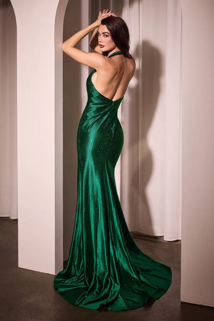 CHANELLE GOWN - HOT STONE HALTER EVENING GOWN