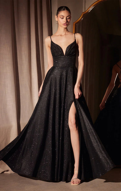 Gwendolyn Gown - Shimmer Lace-Up Back A-Line Evening Dress