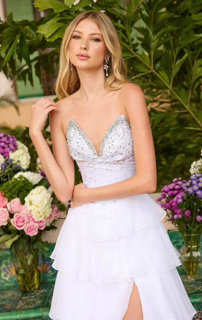 26407 - Ava Presley - Strapless Chiffon Gown With Tiered Skirt