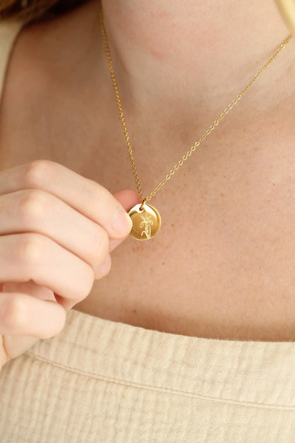 Birth Flower Pendant Necklace
