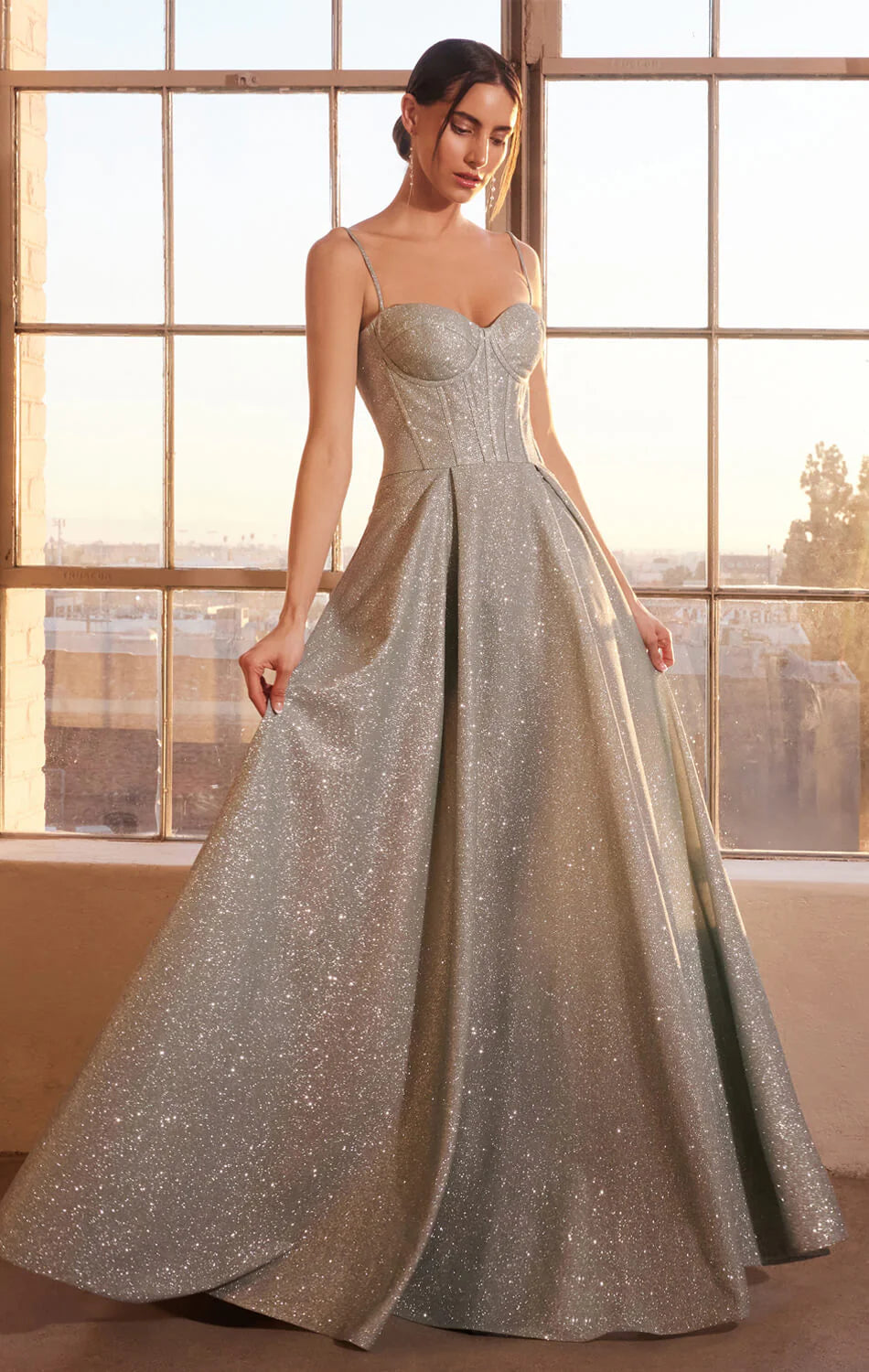 Krista Gown - Glitter Dusted A-line Bustier Dress