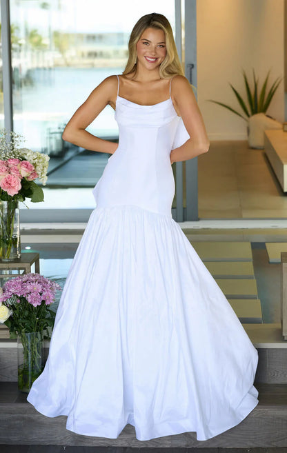 26422 - Ava Presley - Taffeta Mermaid Gown With Bow