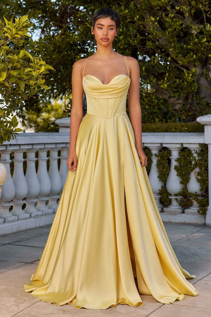 COSIMA GOWN - LUXE SATIN A-LINE CORSET DRESS