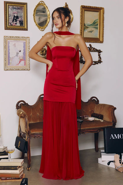 Sheila Strapless Maxi Dress With Scarf