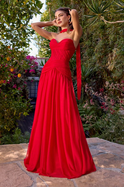 Kimberly Gown - Chiffon A-line Dress With Scarf