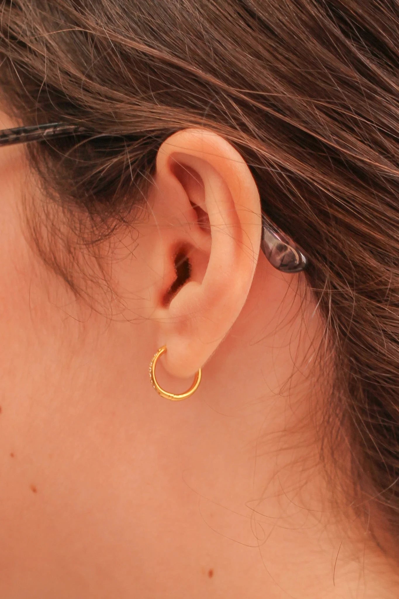 Micro Crystal Hoop in Gold