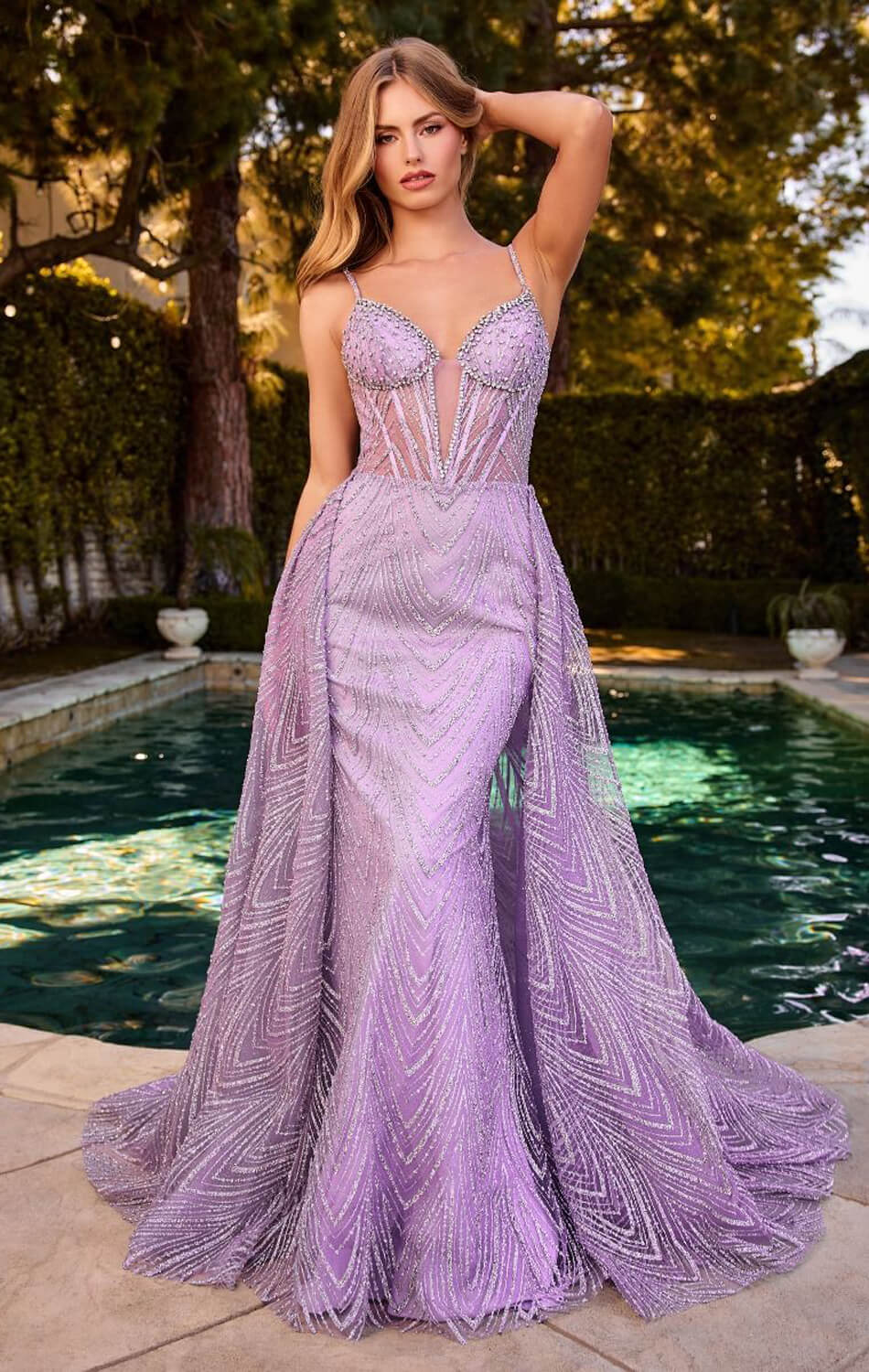 ANTONIA GOWN - GLITTER PRINT DRESS WITH OVERSKIRT
